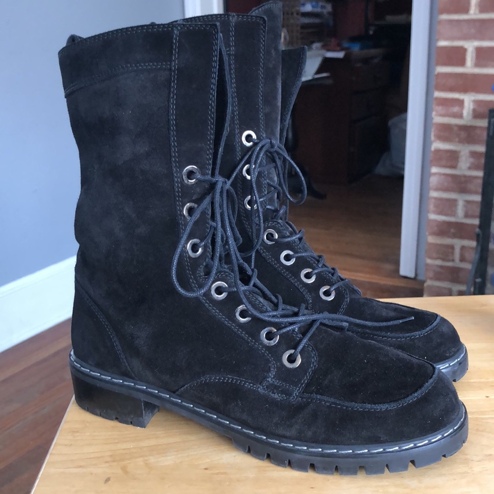 Stuart Weitzman Suede Lace-Up Winter Boots 8.5 - Picture 1 of 8
